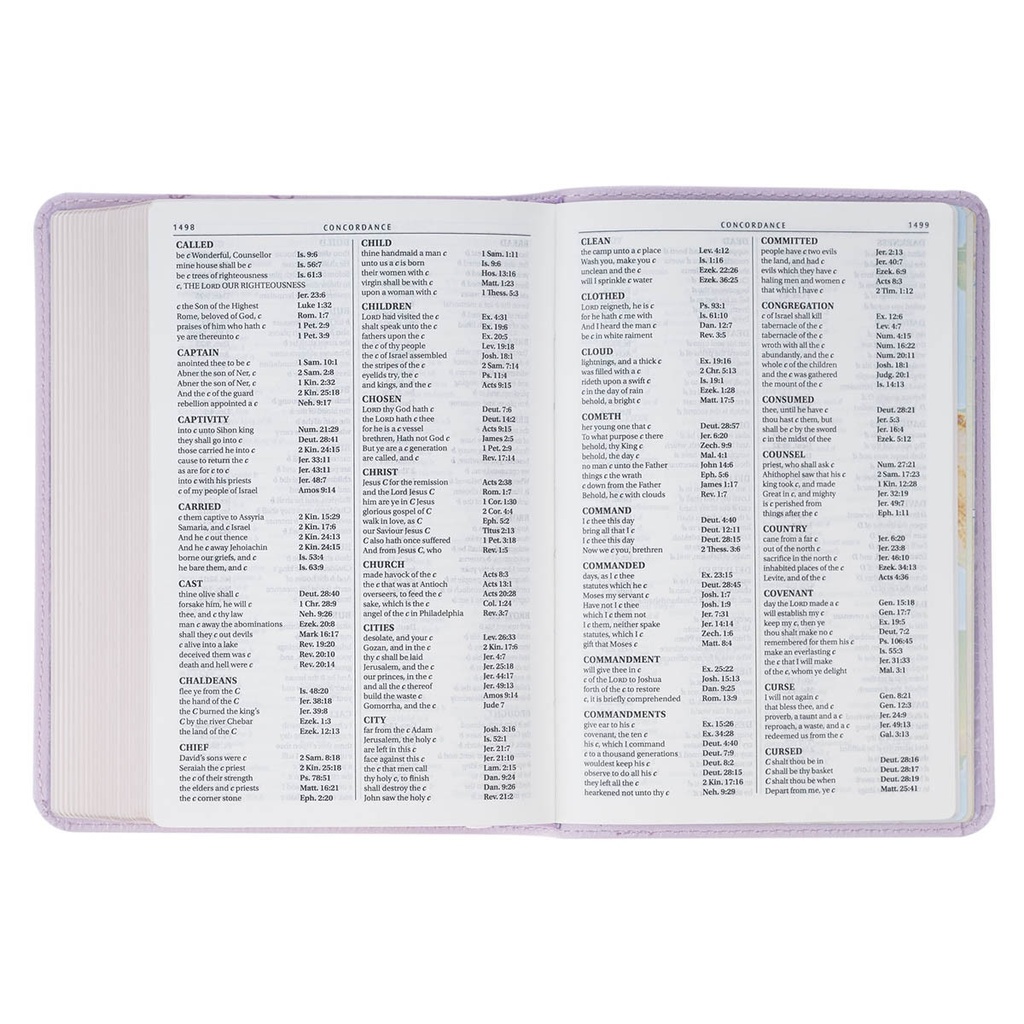 KJV Compact Large Print Lavender Bouquet Faux Leather