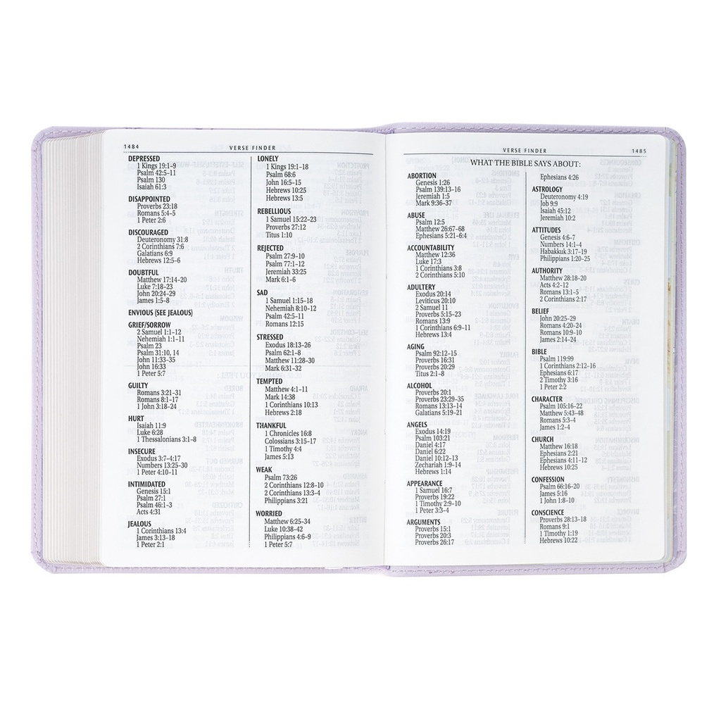 KJV Compact Large Print Lavender Bouquet Faux Leather