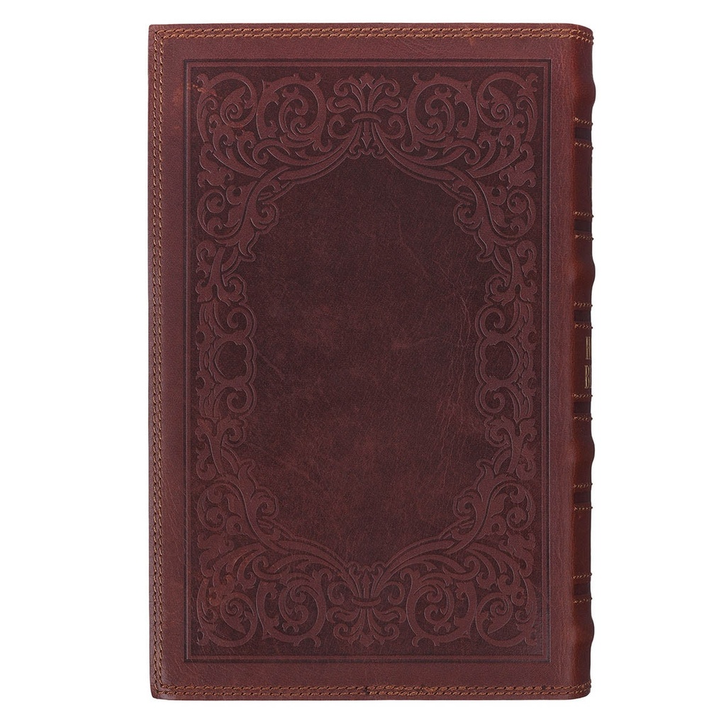 KJV Giant Print Chestnut Brown Full Grain Leather Thumb Index