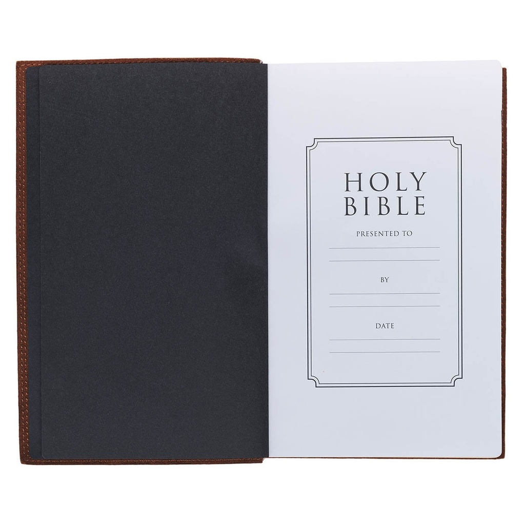 KJV Giant Print Chestnut Brown Full Grain Leather Thumb Index