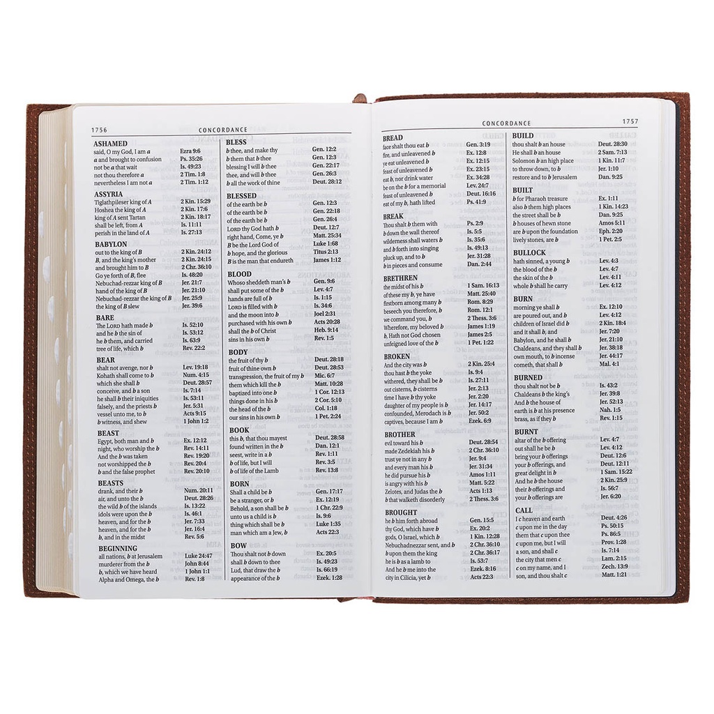 KJV Giant Print Chestnut Brown Full Grain Leather Thumb Index