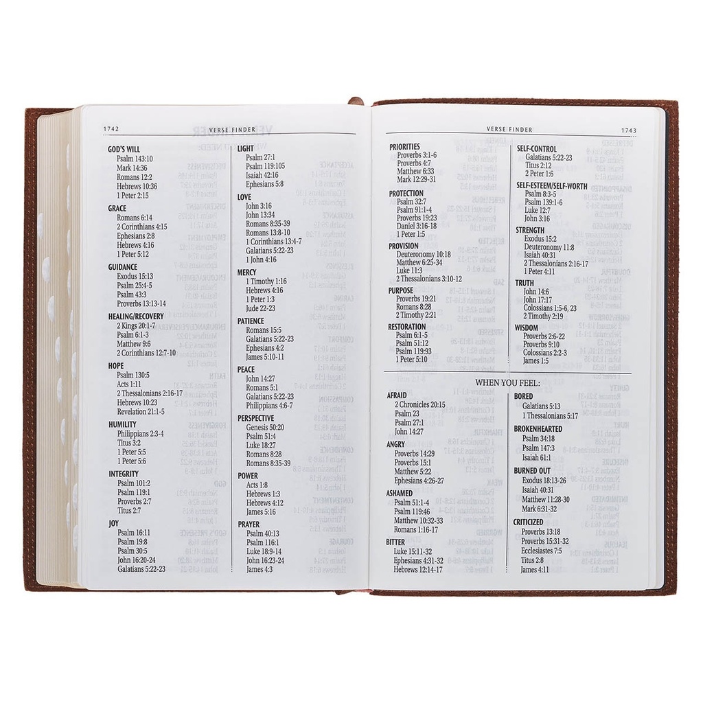 KJV Giant Print Chestnut Brown Full Grain Leather Thumb Index
