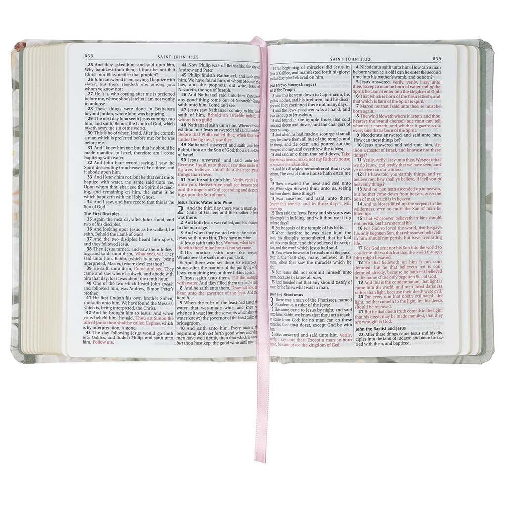 KJV He Restorest My Soul Lichen Grey Floral Faux Leather