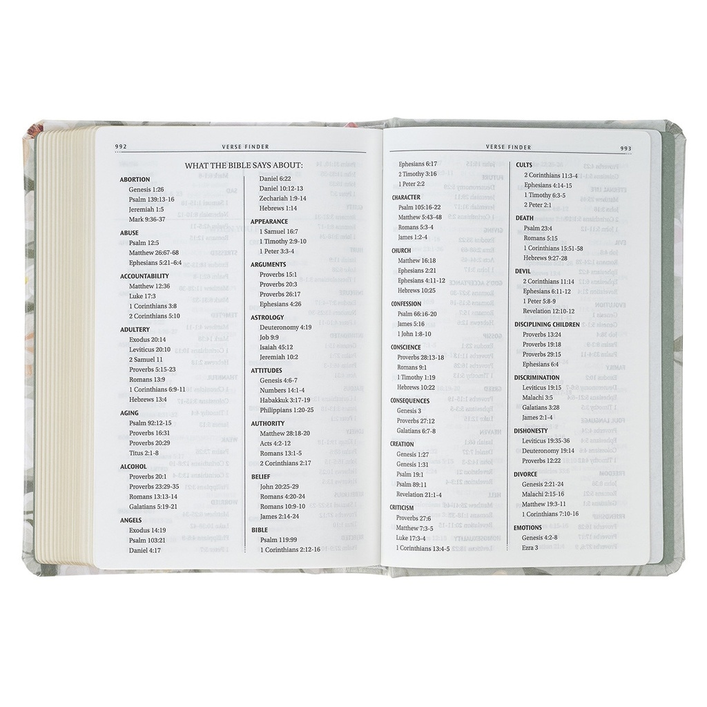 KJV He Restorest My Soul Lichen Grey Floral Faux Leather