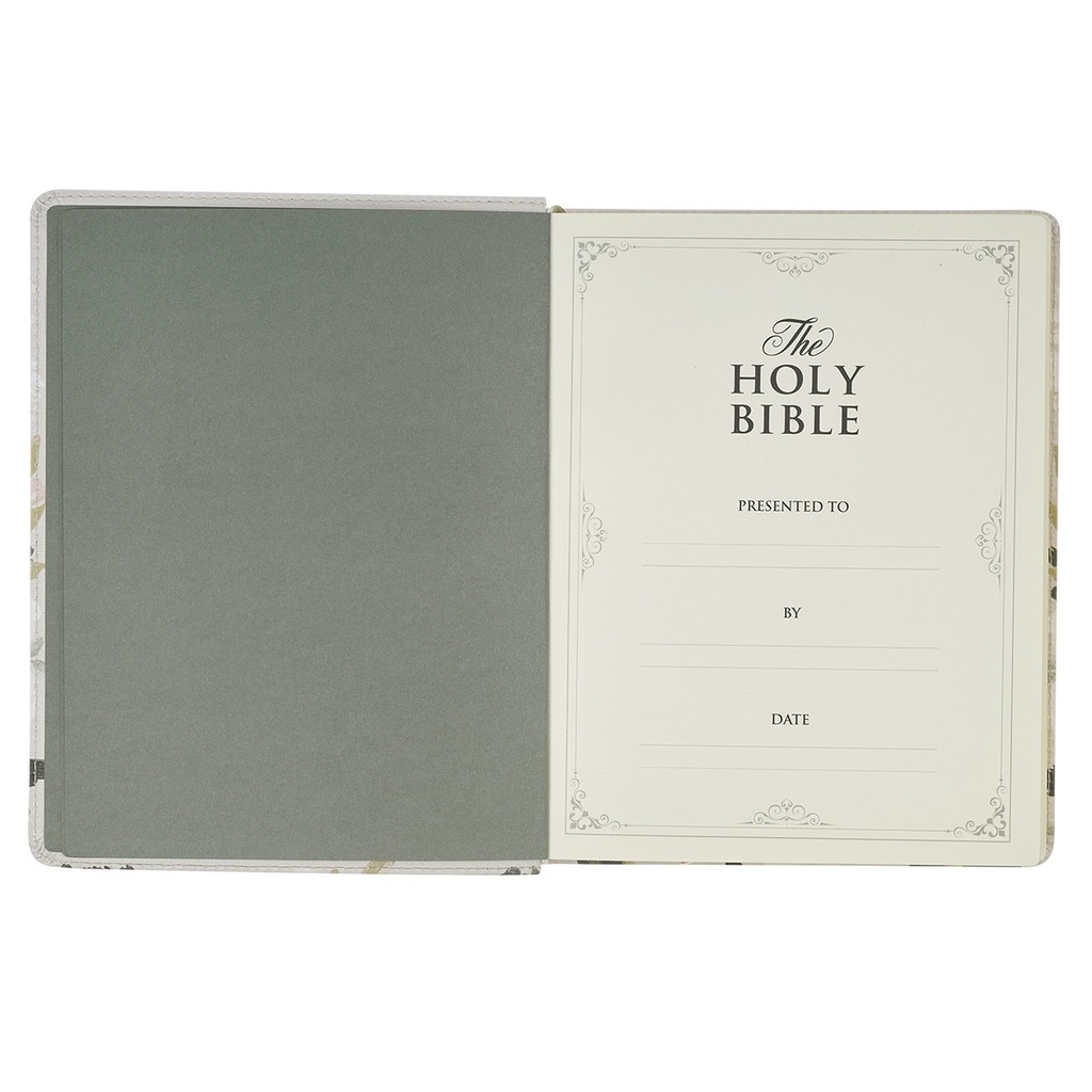 KJV Note-taking Bible Psalm 91:4 Cream Floral
