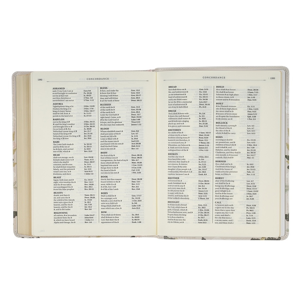 KJV Note-taking Bible Psalm 91:4 Cream Floral