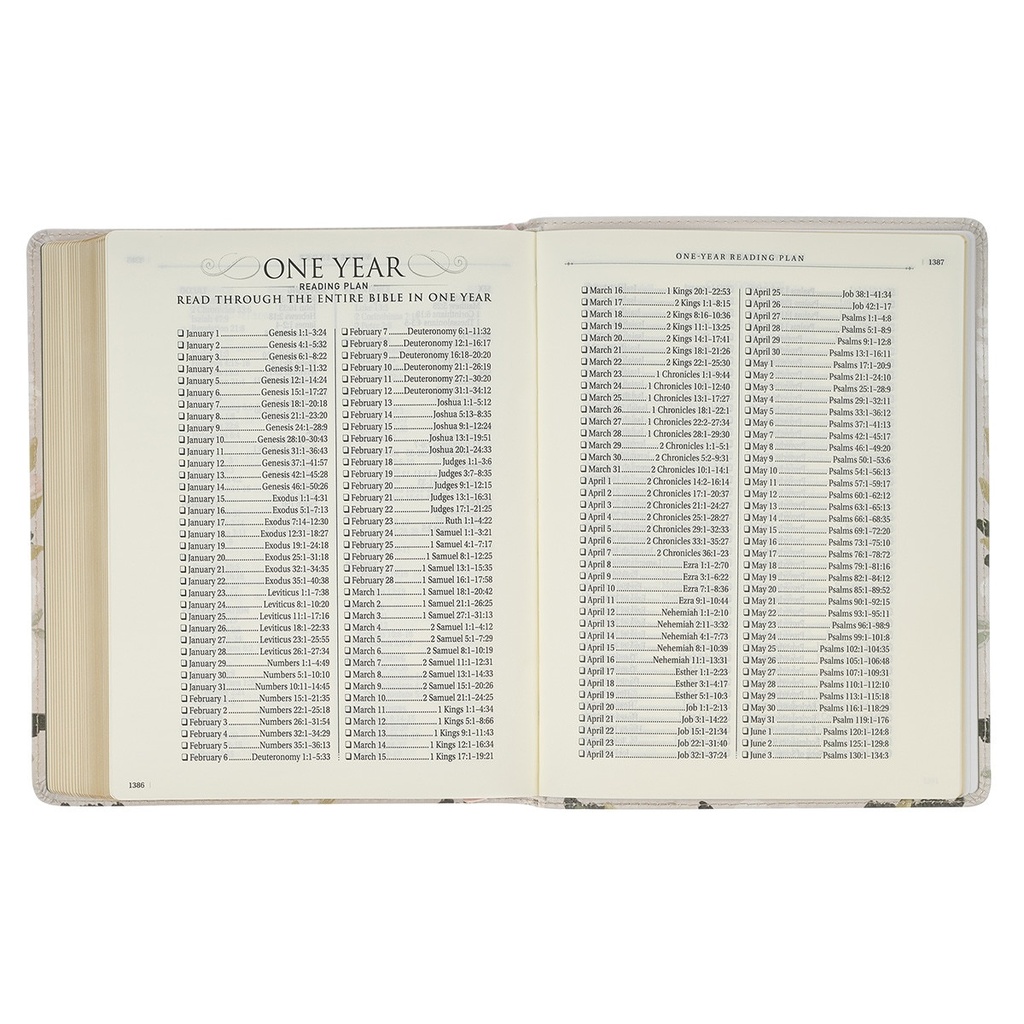 KJV Note-taking Bible Psalm 91:4 Cream Floral