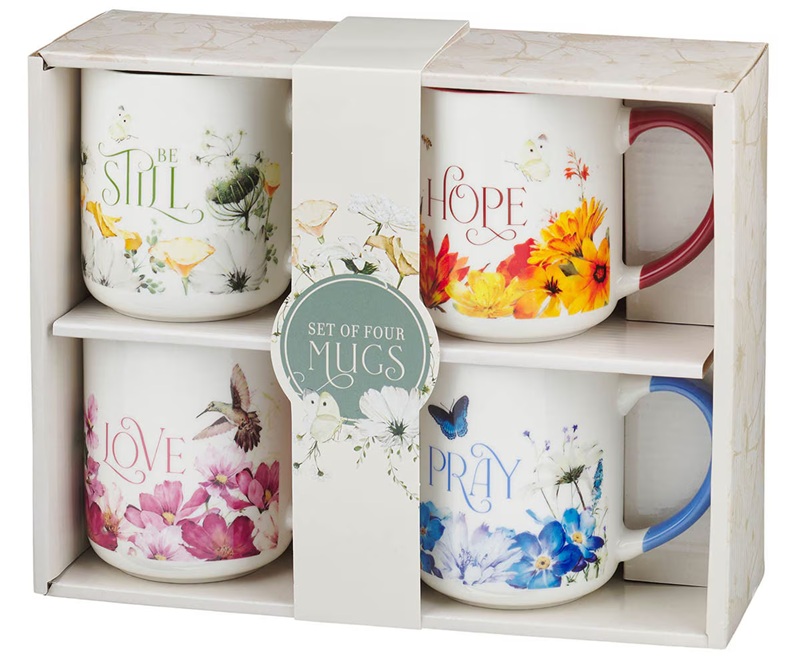 Mug Set 4 pc Love, Hope, Pray, Be Still