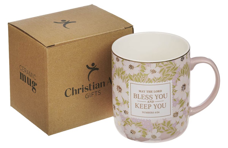 Mug Pink Floral The Lord Bless You and Keep You Num. 6:24