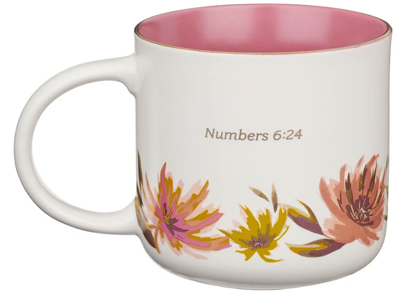 Mug Pink Floral Bless You & Keep You Num. 6:24