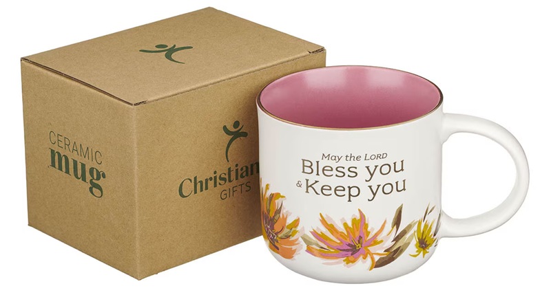 Mug Pink Floral Bless You & Keep You Num. 6:24