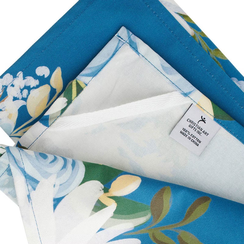 Tea Towel Blue Floral Be Joyful In Hope Rom 12:12