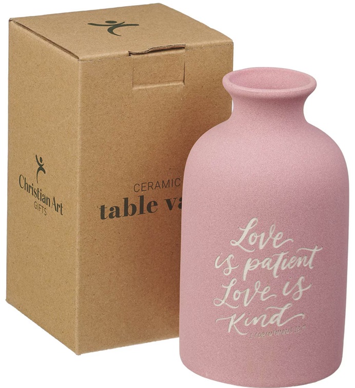 Table Vase Love Is Patient Pink