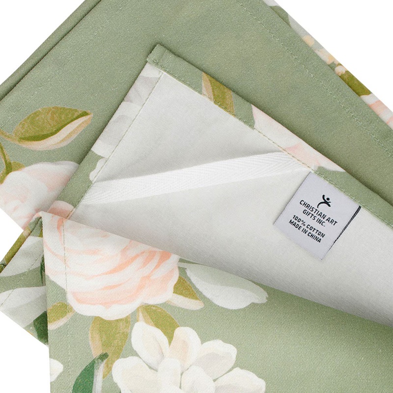Tea Towel Green Floral The Lord Stood With Me 2 Tim. 4:17
