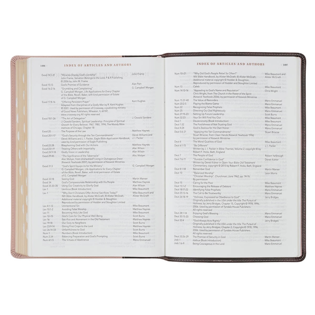 NLT Spiritual Growth Bible Brown/Blush Pink Faux Leather