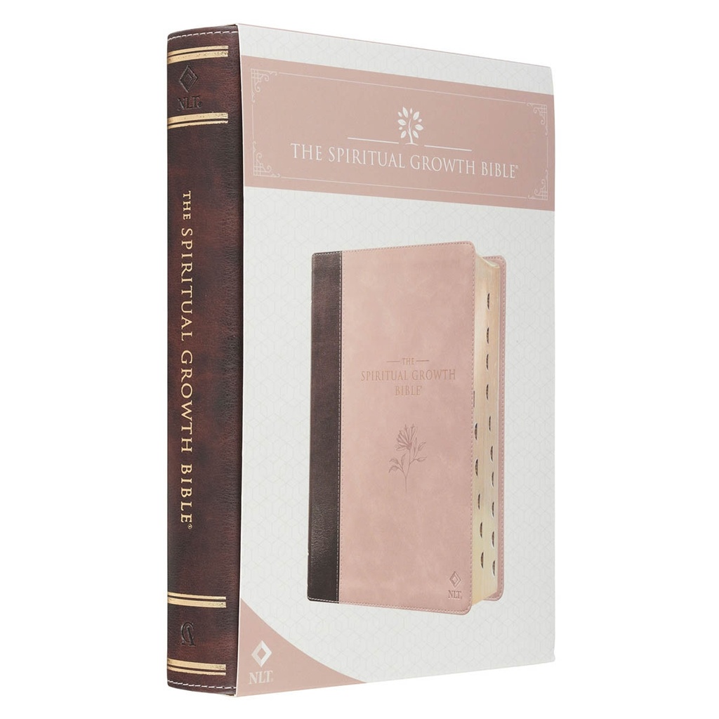 NLT Spiritual Growth Bible Brown/Blush Pink Faux Leather