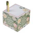 Note Block with Pen Set He Restores My Soul Green Floral