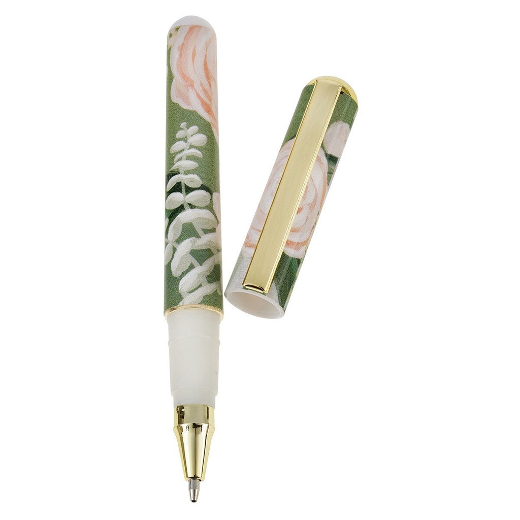 Note Block with Pen Set He Restores My Soul Green Floral