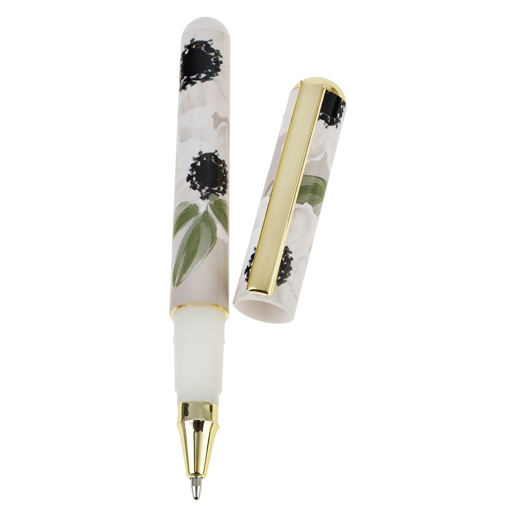 Note Block with Pen Set Joy and Peace Monochromatic Floral