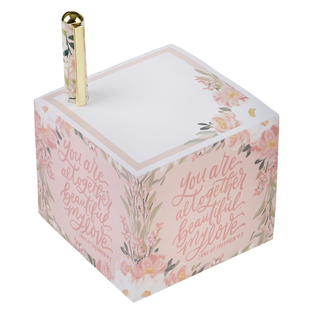 Note Block with Pen Set You Are Altogether Beautiful Pink Floral