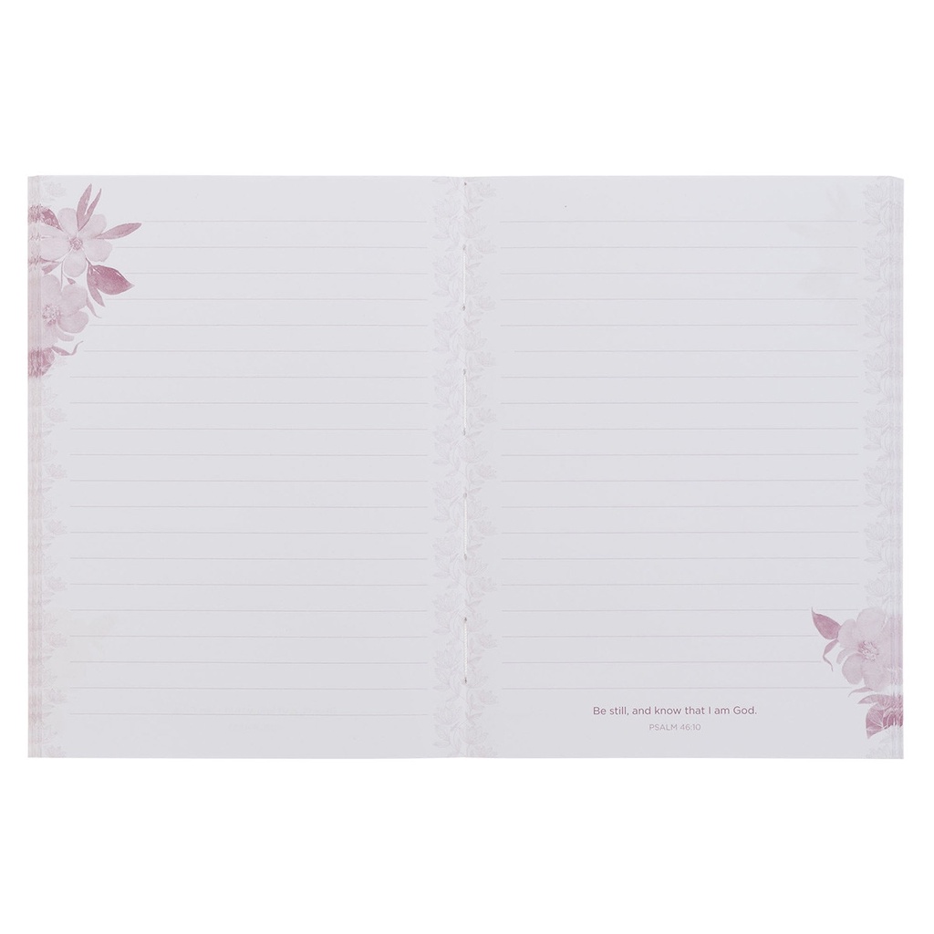 Notebook Be Still and Know Pink Floral Medium