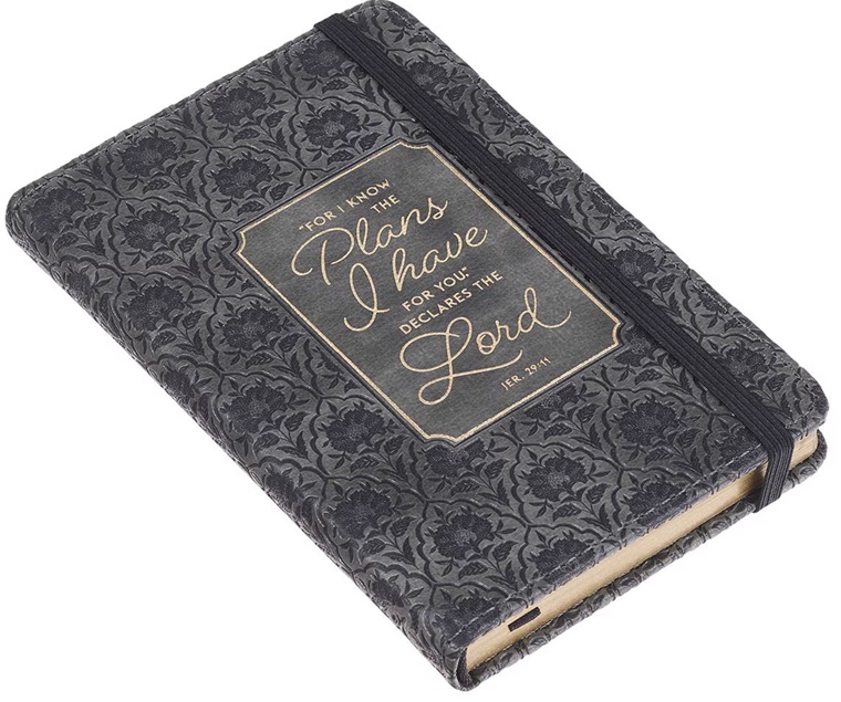 Notebook with Elastic Closure Faux Black and Grey I Know the Plans