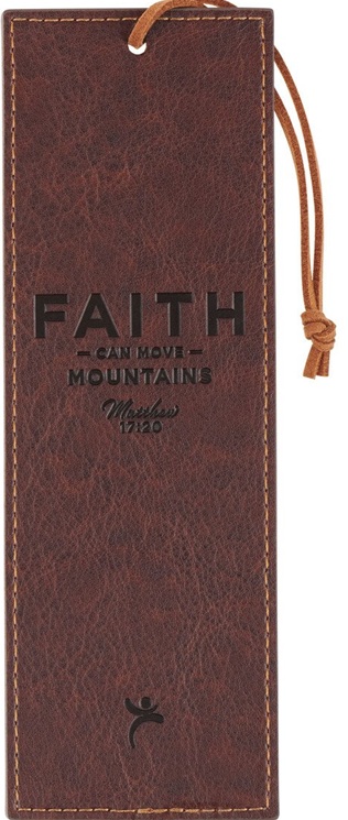 Pagemarker Faith Can Move Mountains Brown Faux Leather