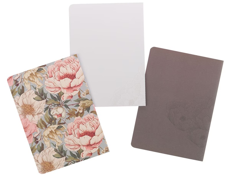 Notebook Set Strong and Courageous Pink Floral 3Pk