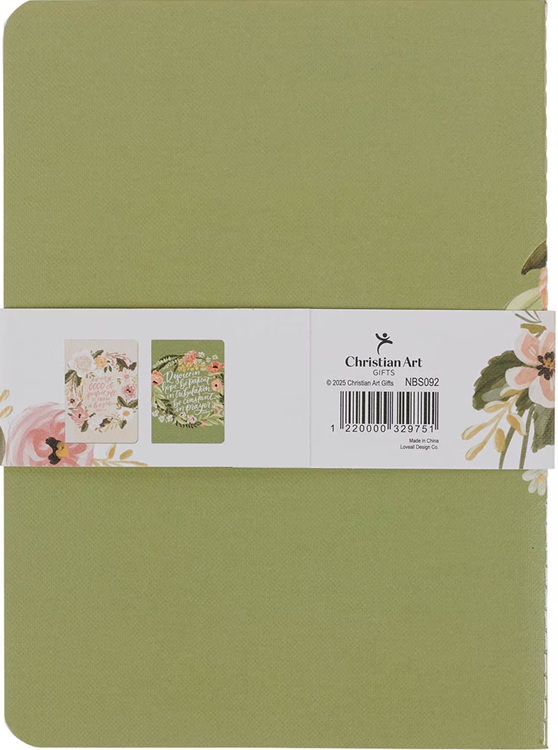Notebook Set Medium 2pc Cream Green Floral