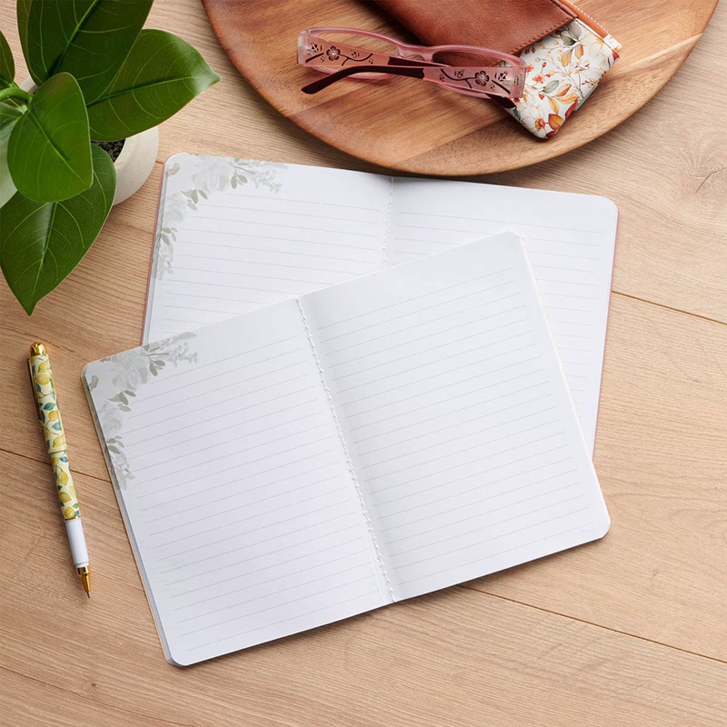 Notebook Set Medium 2pc Cream Green Floral