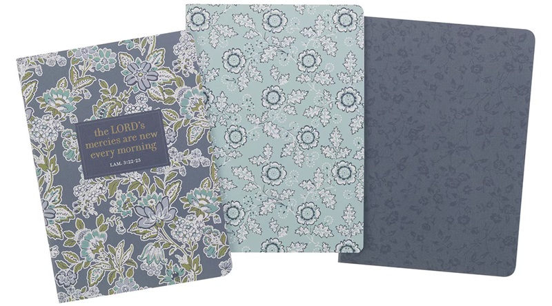 Notebook Set Morning Mercies Blue and Green Floral 3Pk