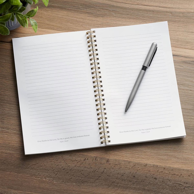 Notebook Spiral Cream Floral My Grace Is Sufficient 2 Cor. 12:9