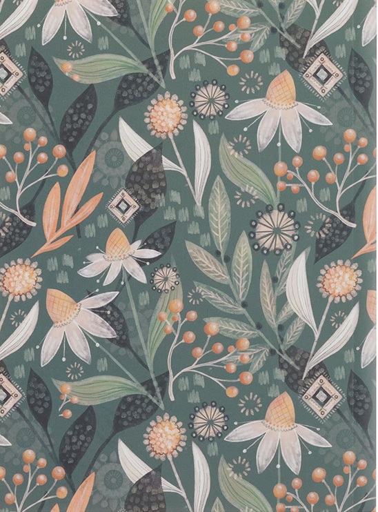 Notebook Through Christ Green Floral Medium