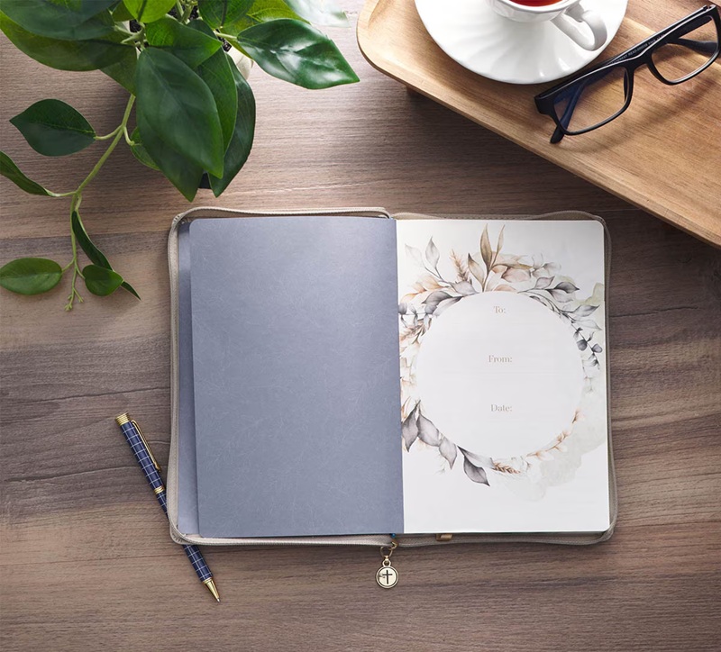 Journal Prompted Prayer Changes Things Taupe Zip