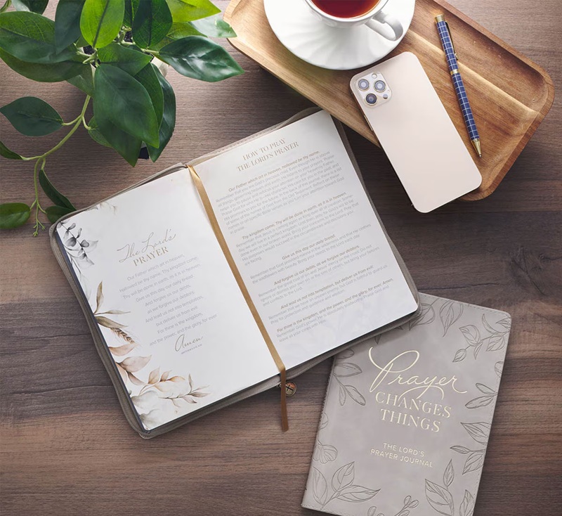 Journal Prompted Prayer Changes Things Taupe Zip