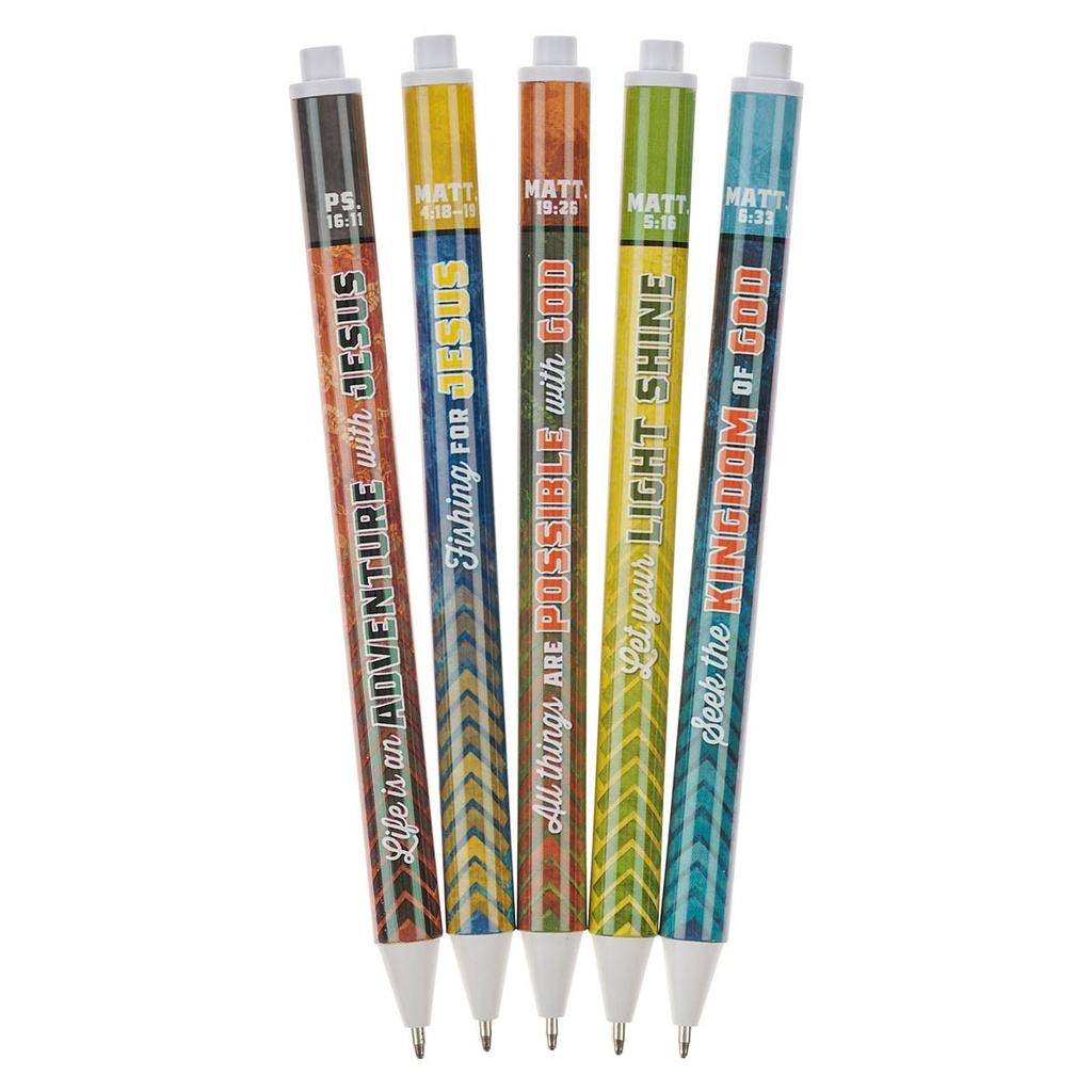 Pen Set 5pc Adventure With Jesus Ps. 16:11