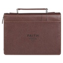 Bible Case Large Faith Matt 17:20 Burnt Chestnut Brown 