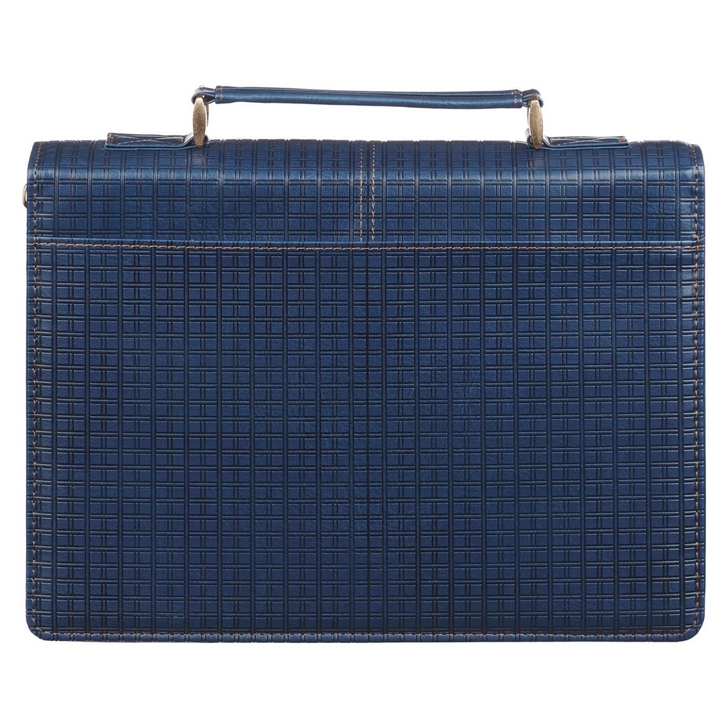 Bible Case Large Plans Modern Blue Grid Faux Leather