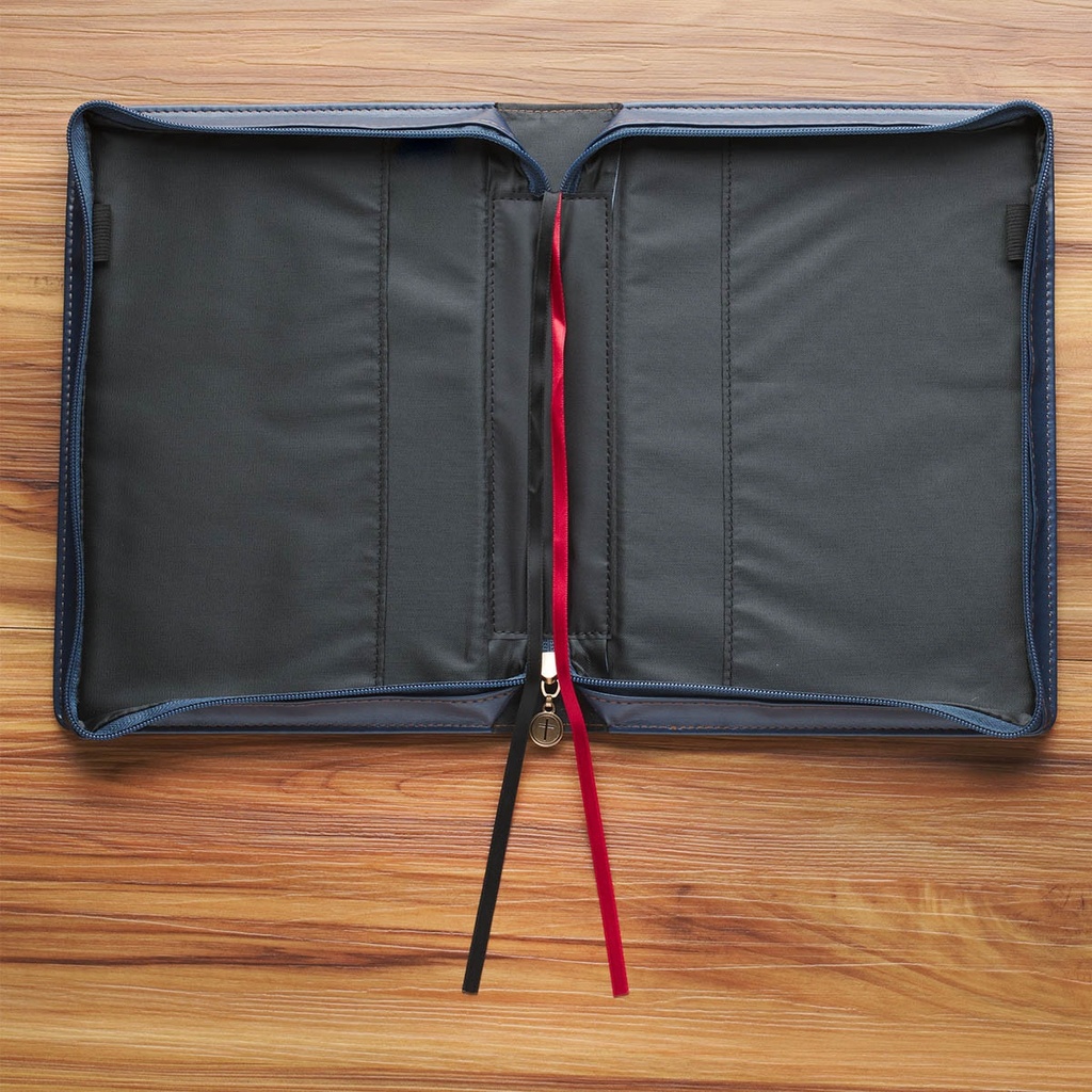 Bible Case Large Plans Modern Blue Grid Faux Leather