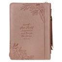 Bible Case Large Strength And Honour Prov. 31:25 Peach Floral 