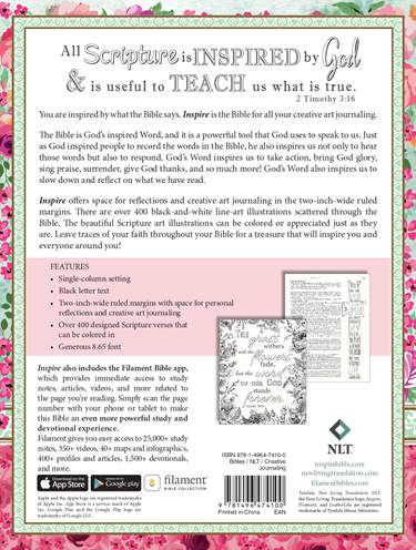 NLT Inspire Bible Filament Peony Pink I/L