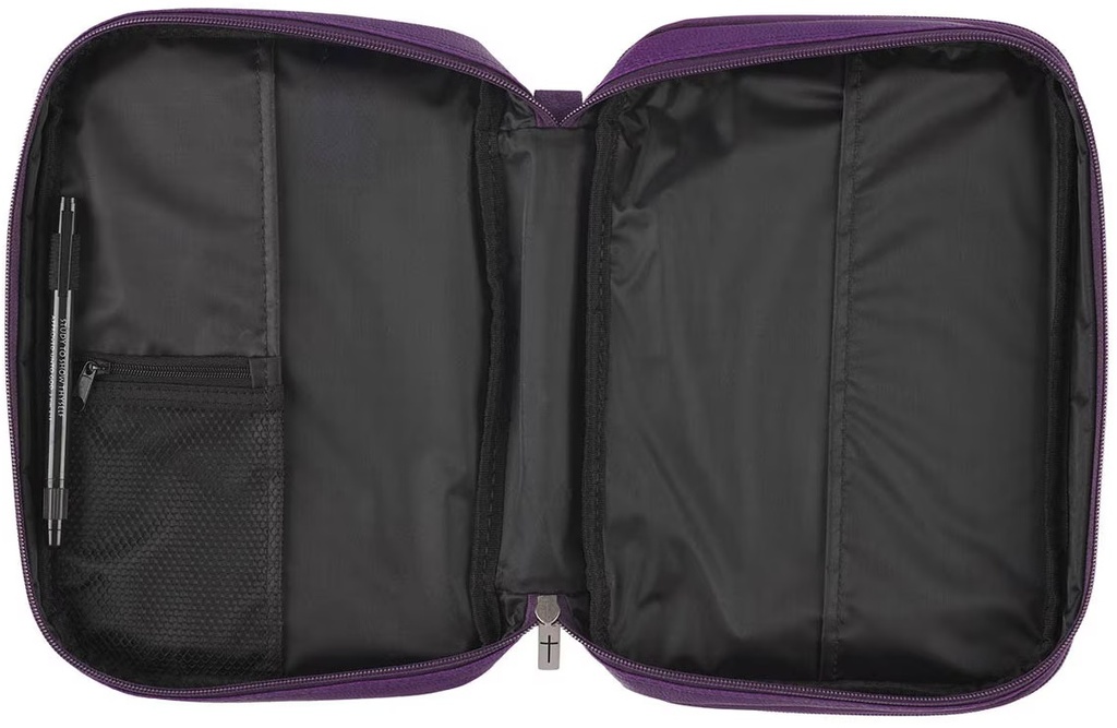 Bible Case Large Organiser Two-Fold Purple Faux Leather 