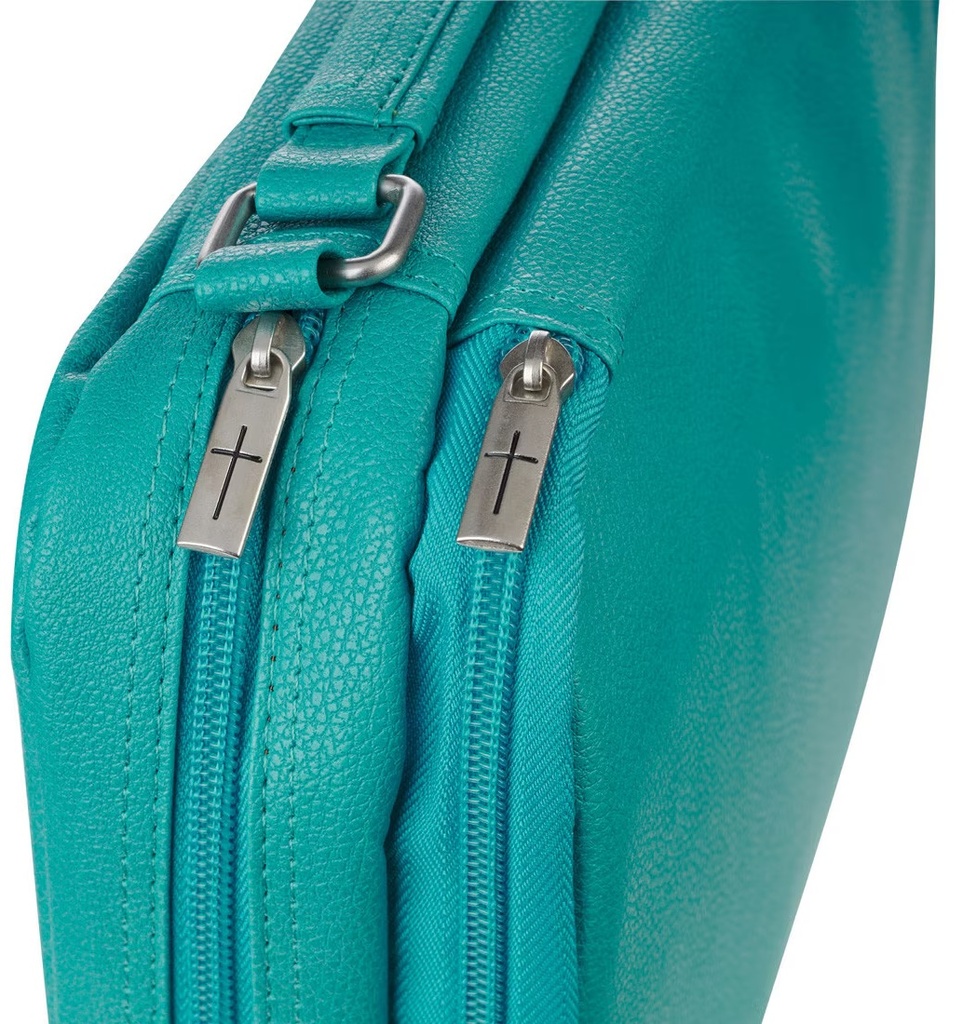 Bible Case Large Organiser Two-Fold Turquoise Faux Leather