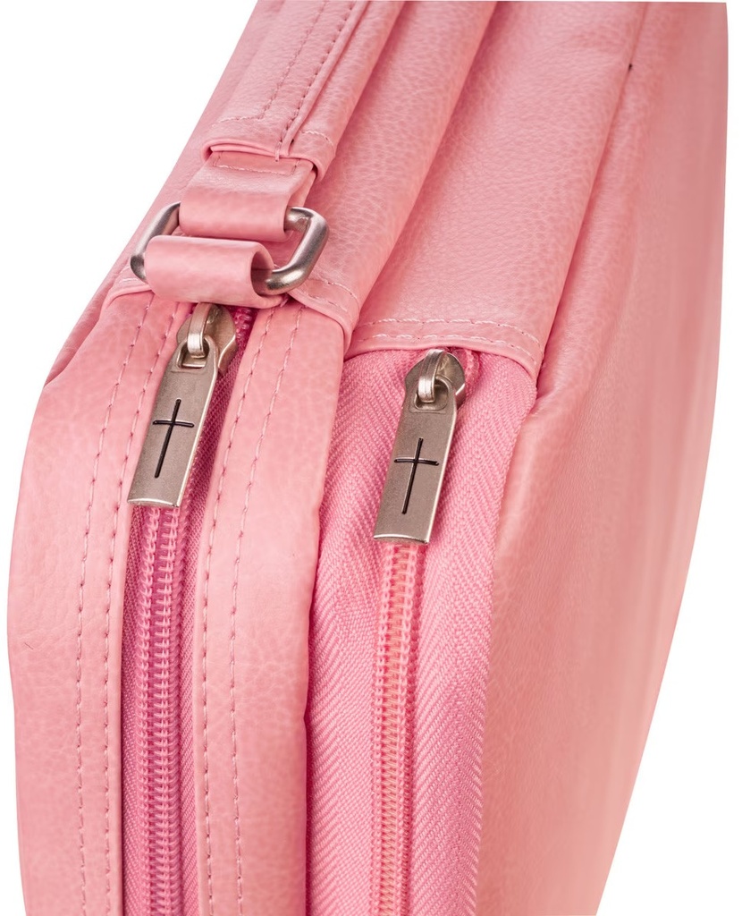 Bible Case Large Organiser Two-Fold Pink Faux Leather 