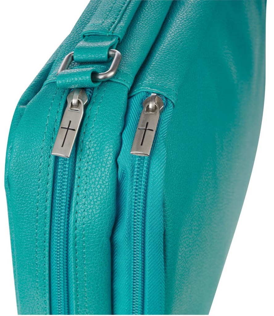 Bible Case Med Organiser Two-Fold Turquoise Faux Leather