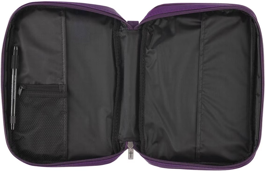Bible Case Med Organiser Two-Fold Purple Faux Leather 