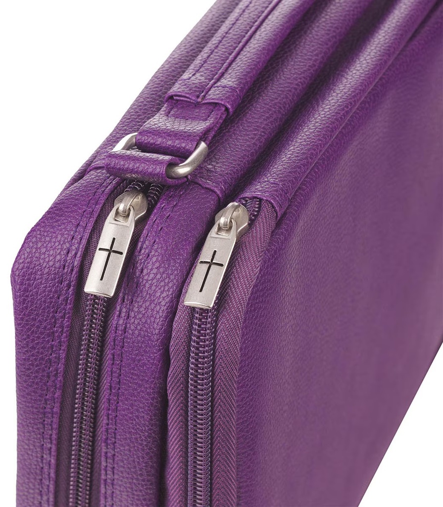 Bible Case XL Organiser Two-Fold Purple Faux Leather  