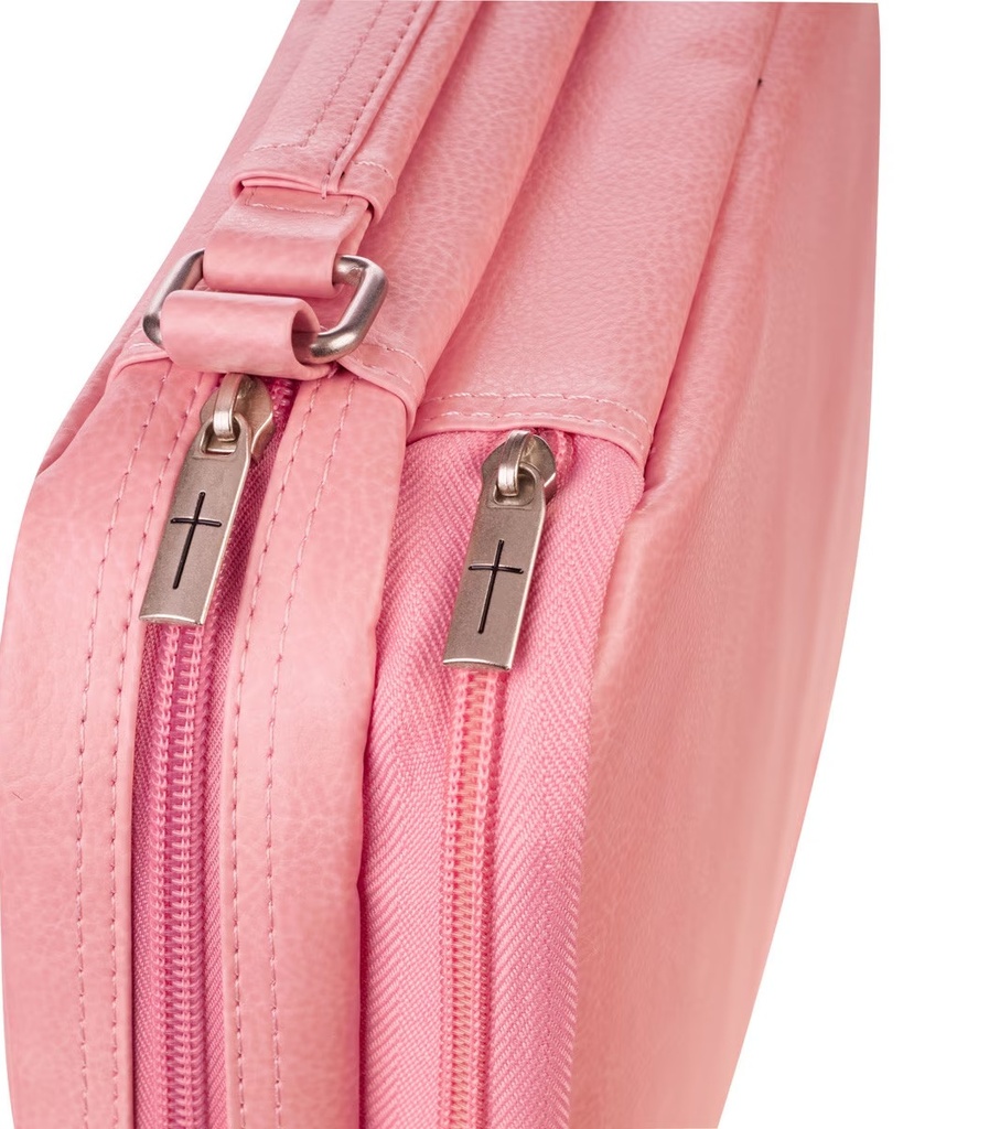 Bible Case XL Organiser Two-Fold Pink Faux Leather 