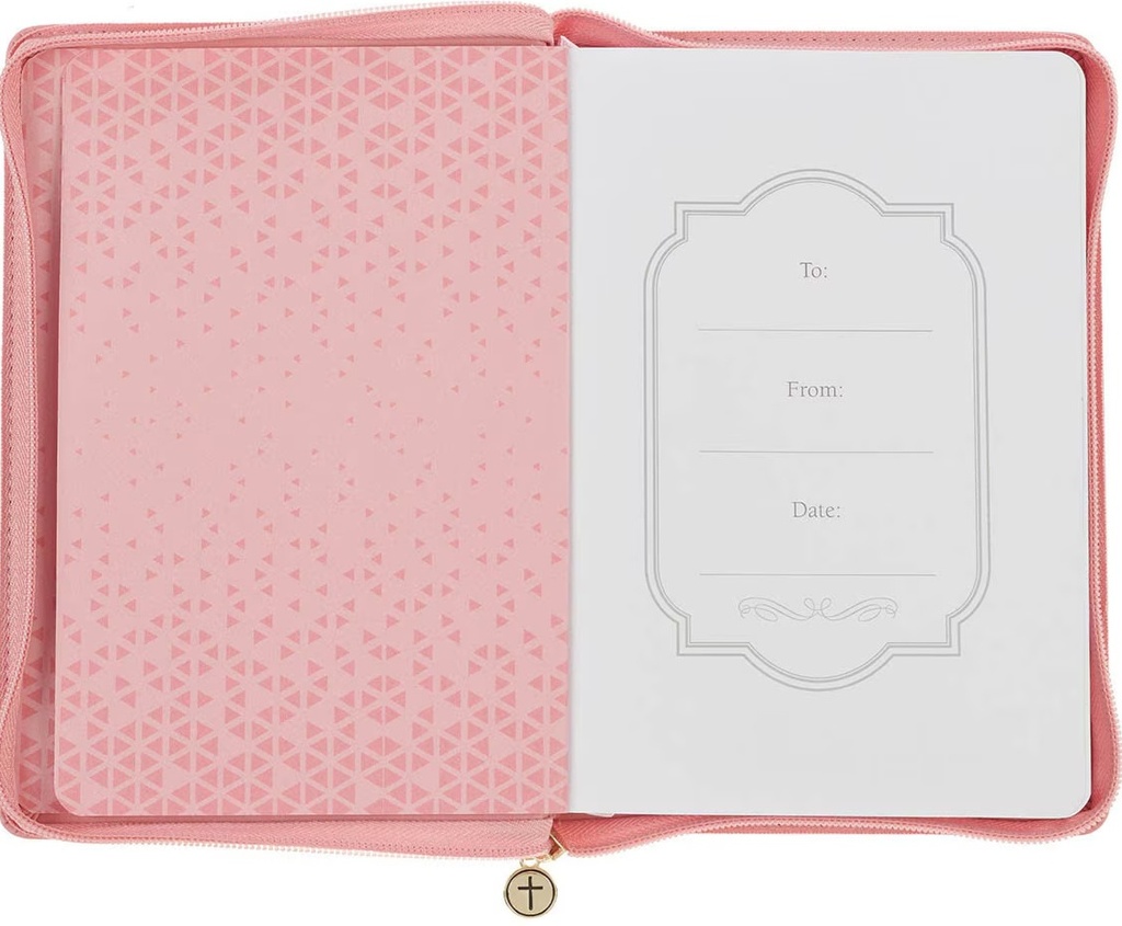 Journal Be Still and Know Geometric Pink Faux Leather Zip