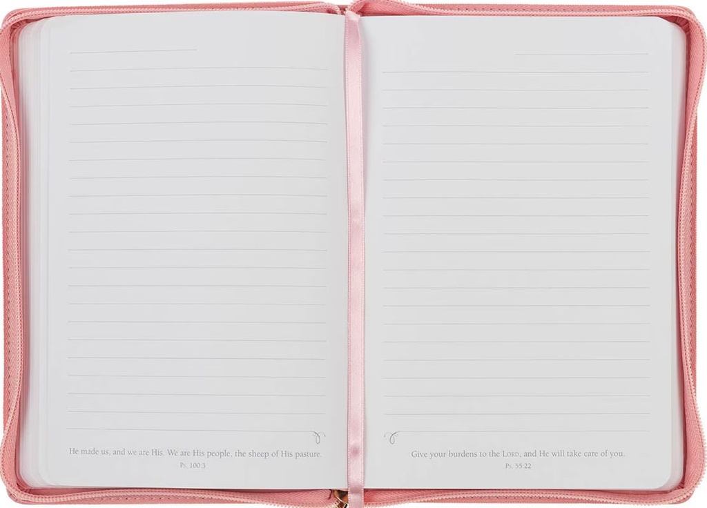 Journal Be Still and Know Geometric Pink Faux Leather Zip
